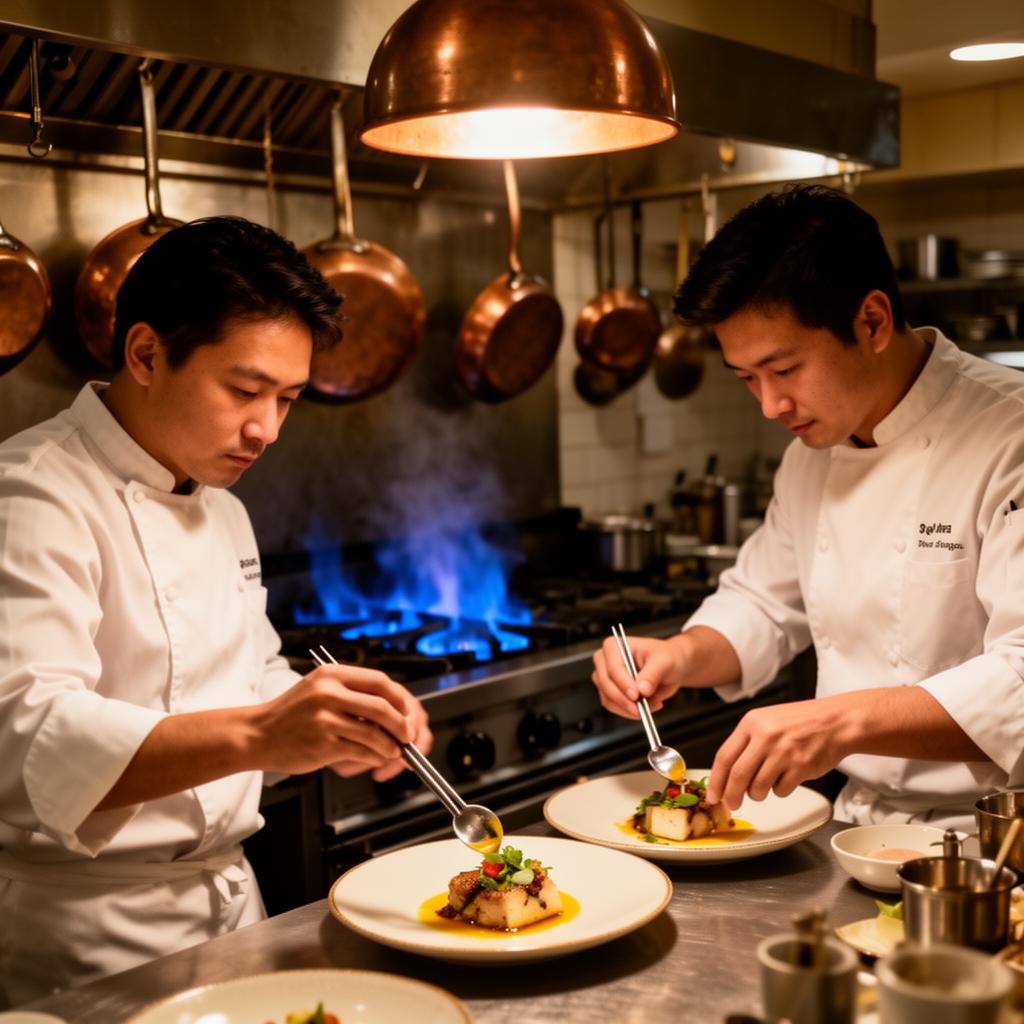 Küchenchef kontrolliert in der Restaurantküche die Temperatur und zeichnet die Eigenkontrolle ab